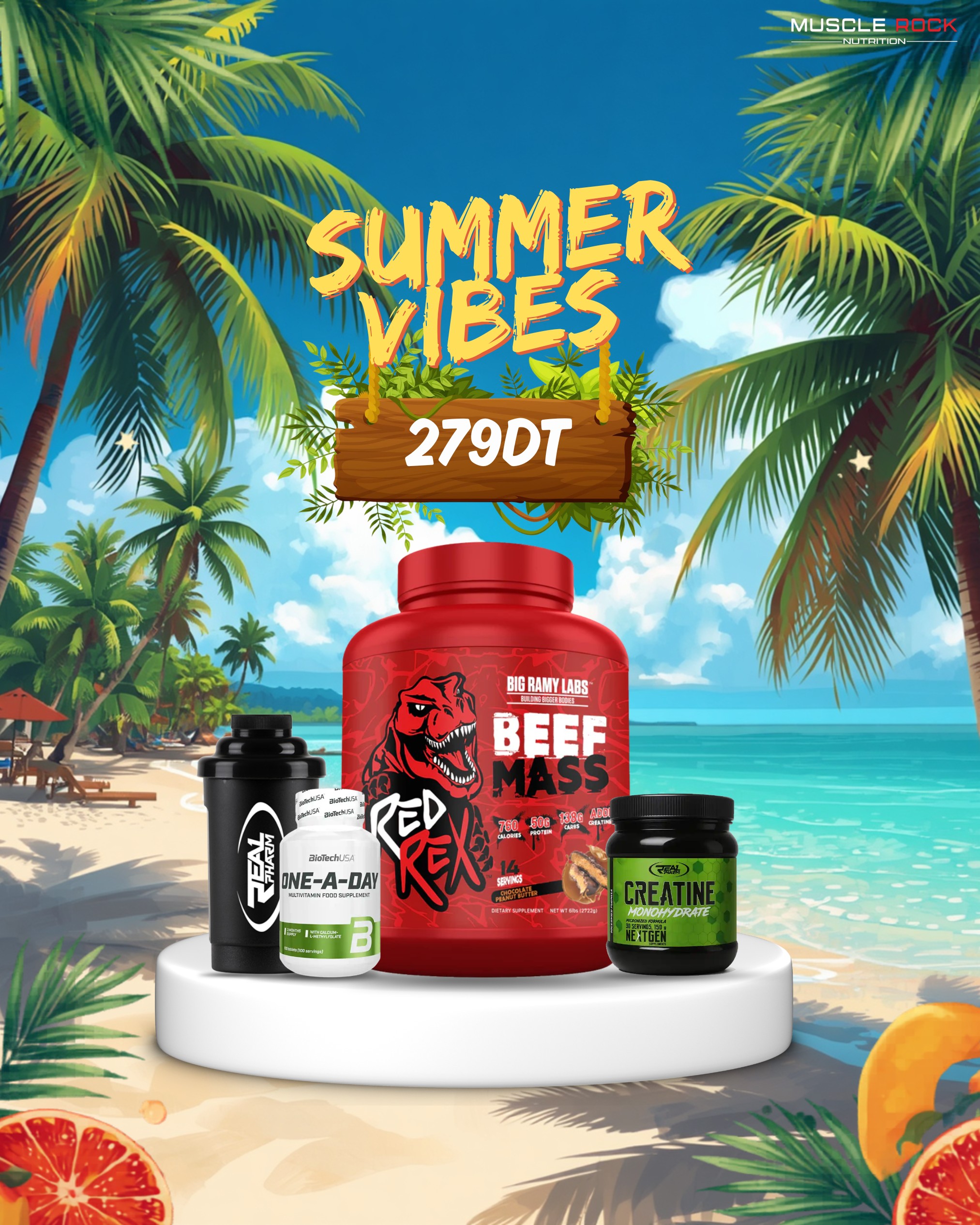 Red Rex Beef Mass + BiotechUSA One-A-Day + Creatine + Shaker