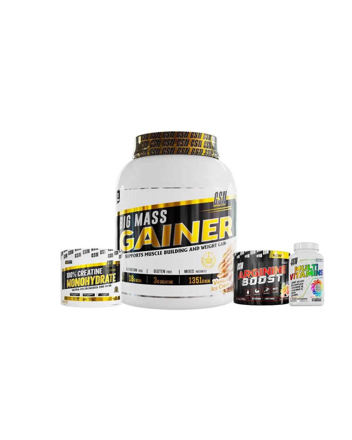 Pack Big Mass Gainer 3KG +200G  Creatine + Arginine Boost + Multivitamines — image 1
