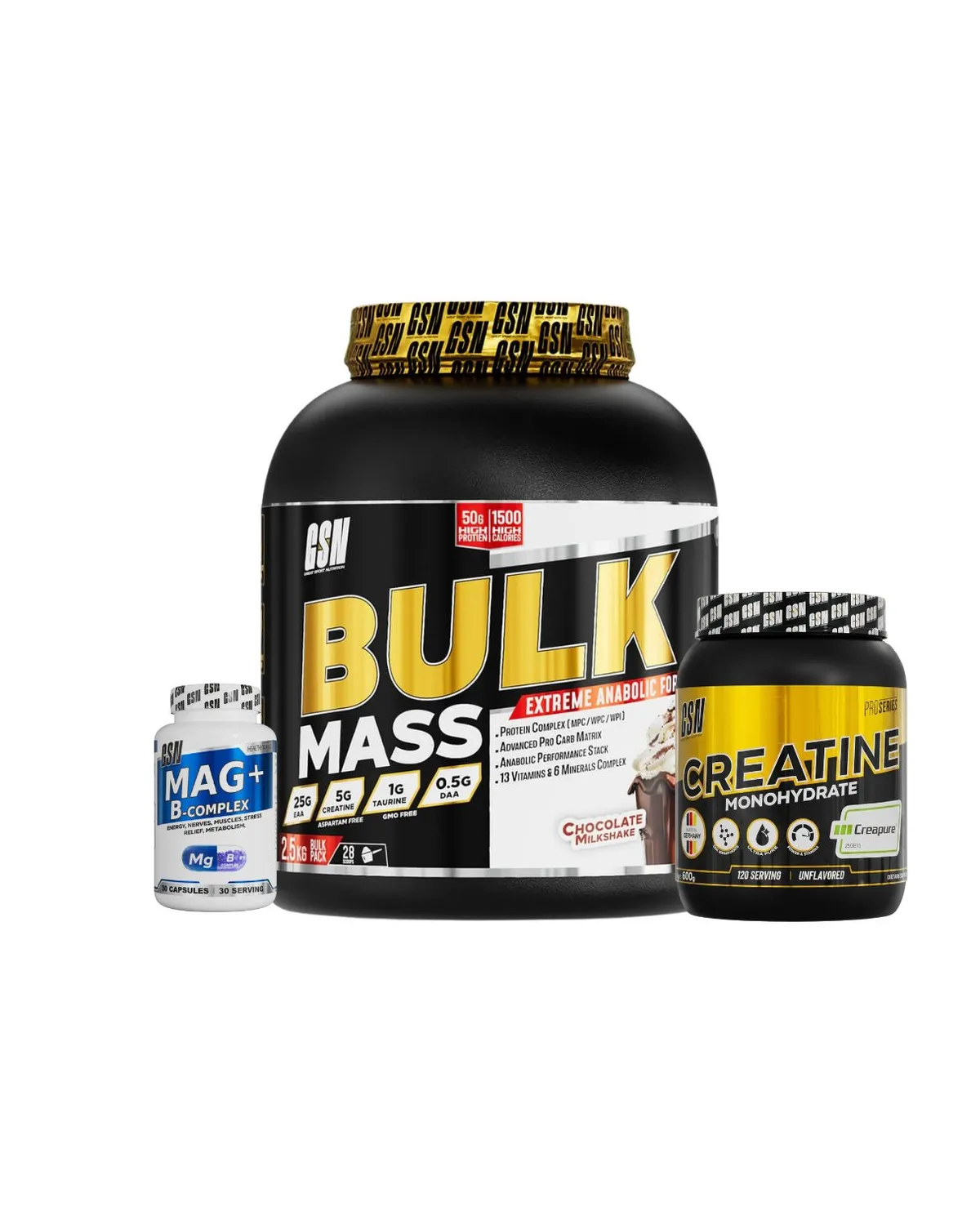 Pack Bulk Mass 2500G+ Mag+ B-Complex + Creatine Monohydrate Creapure 600G — image 1