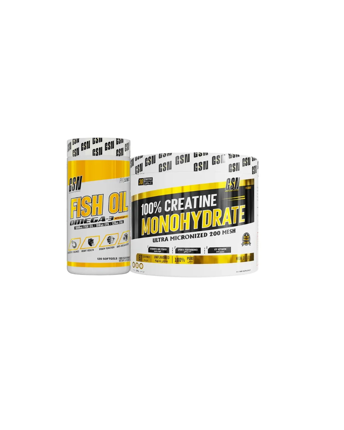 Pack Fish Oil Omega-3 + 100% Creatine Monohydrate 200G — image 1