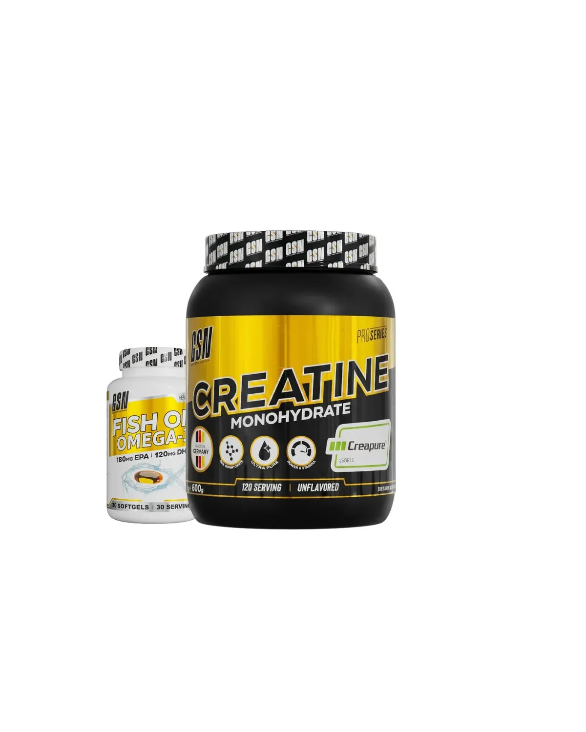 Pack Creatine Monohydrate Creapure® 600G + Fish Oil Omega-3 100 CAPS — image 1